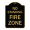 Signmission Designer Series Sign-No Standing Fire Zone, Black & Gold Aluminum Sign, 18" x 24", BG-1824-23584 A-DES-BG-1824-23584 - alternate 1